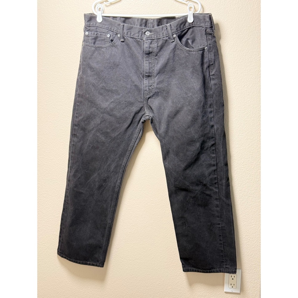 Levis 505 Regular Fit Mens Jeans 42x29 Faded Black Straight Leg Denim
